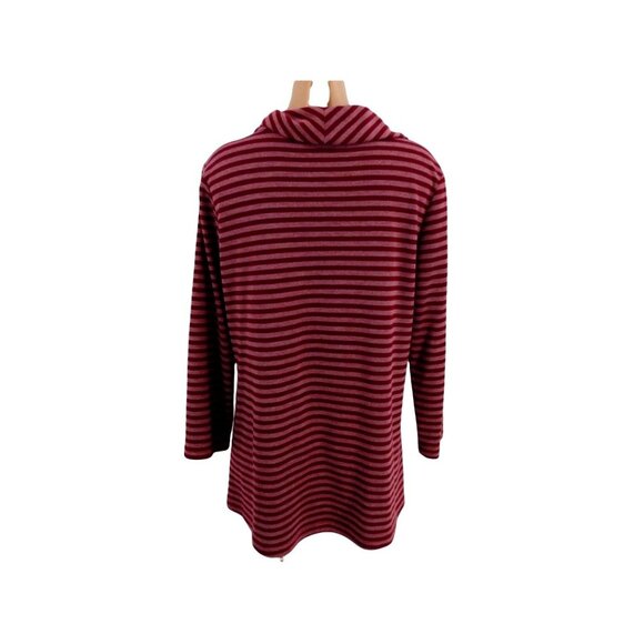 Yushi Womens Pink Purple Striped Tunic Size M Cowl Asymmetrical Button Trim - Picture 4 of 7